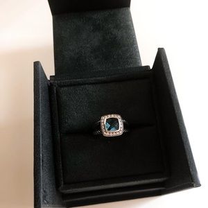 Albion Ring with Hampton Blue Topaz and Pavé Diamonds